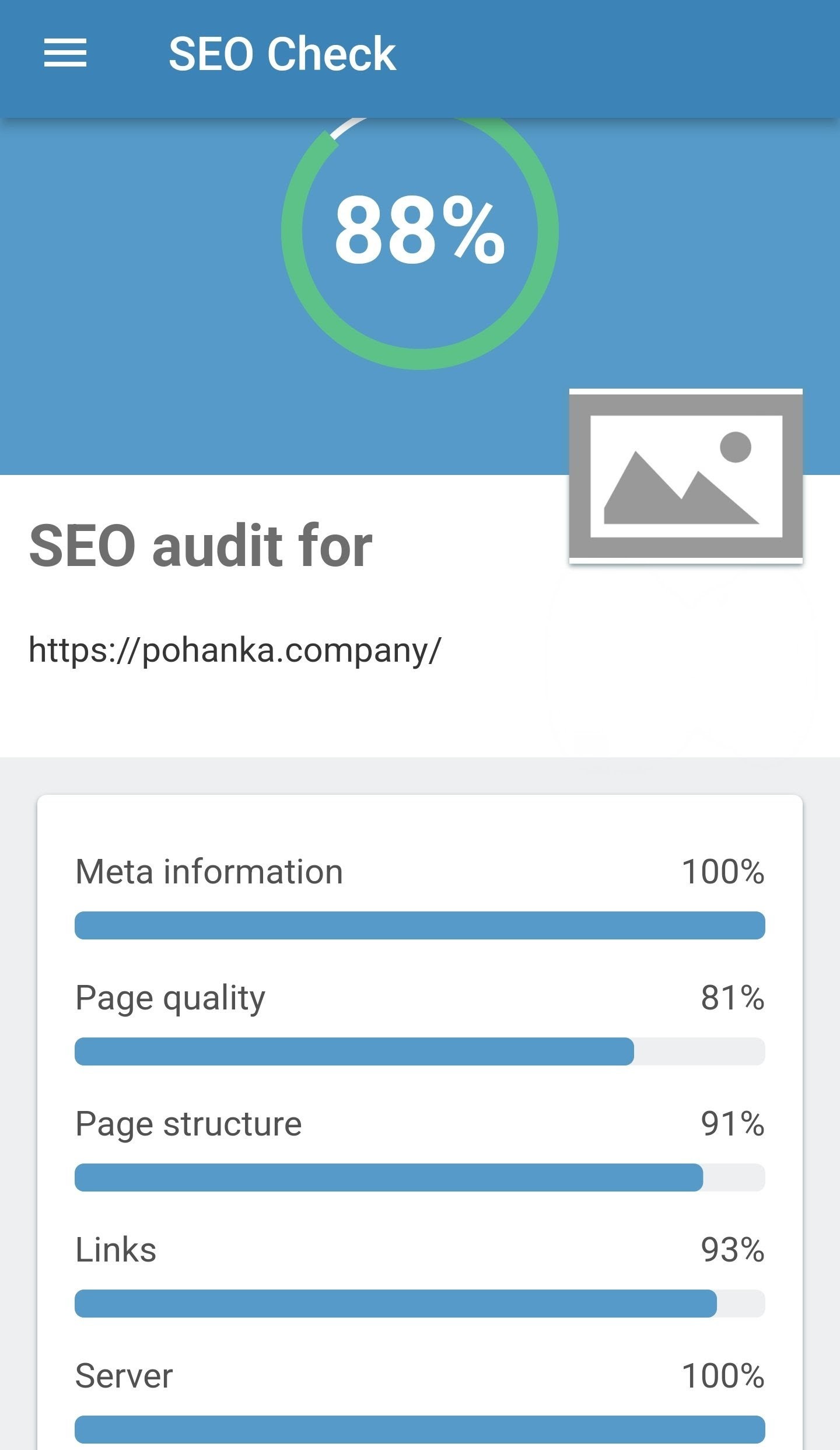 SEO értékelés a Pohánka Kft. weboldaláról